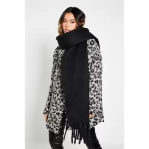 I Saw It First Soft Touch Oversized Tassel Scarf - Black