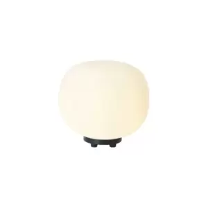 Cheektowaga Small Oval Ball Table Lamp E27 Matt Black Base With Frosted White Glass Globe