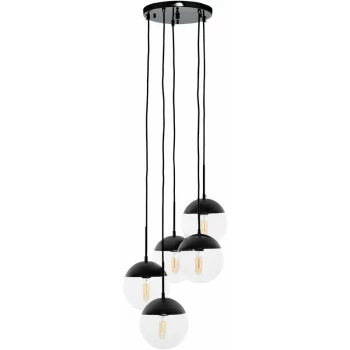 Premier Housewares - Chandelier / Ceiling Light Small Black Pendant Lights For Ceiling / Hallway / Living Room 5 Bulb Hanging Lighting For Halls /