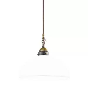 Nonna Cottage Style Glass Dome Pendant Light Matt Antique Brass, 1x E27