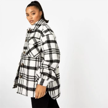 Jack Wills Check Overcoat - Black