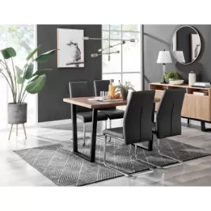 Furniture Box Kylo Brown Wood Effect Dining Table and 4 Black Lorenzo Chairs