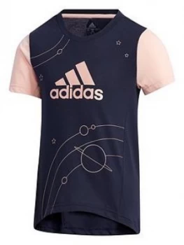 Adidas Girls Printed T-Shirt - Grey