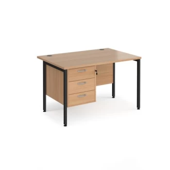 Office Desk Rectangular Desk 1200mm With Pedestal Beech Top With Black Frame 800mm Depth Maestro 25 MH12P3KB