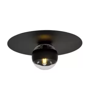 Solar Black Globe Ceiling Light with Clear,Black Glass Shades, 1x E14