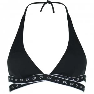 Calvin Klein Mono Halter Triangle Bikini Top - Black BEH