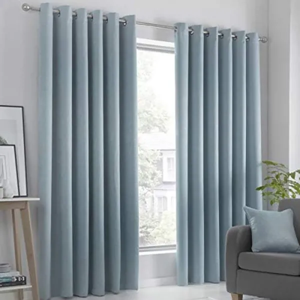 Fusion Strata Dim Out Self Lined Eyelet Curtains Eyelet Curtains 46x72in Blue 40557818000