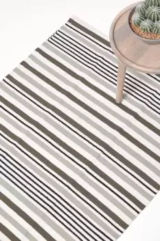 Modern Scandinavian Style Striped Cotton Rug