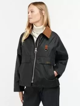 Barbour Eddleston Zip Wax Jacket - Black, Size 18, Women