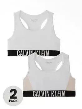 Calvin Klein Girls 2 Pack Bralette - White, Size Age: 10-12 Years, Women