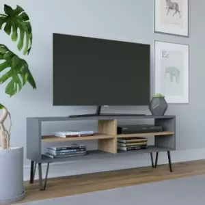 Farrar Modern tv Stand tv Unit tv Cabinet Multimedia Centre With Open Shelves - Anthracite / Oak - Anthracite / Oak - Decorotika