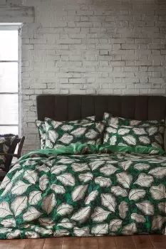 Magali Leaf 200 Thread Count Cotton Sateen Piped Duvet Cover Set