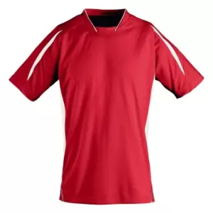 SOLS Childrens/Kids Maracana 2 Short Sleeve Football T-Shirt (8 Years) (Red/White)