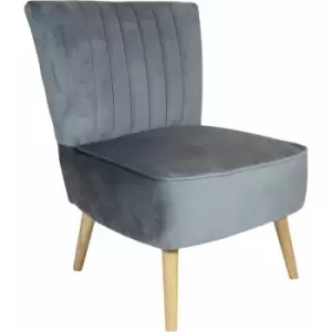 Charlesbentley - Charles Bentley Velvet Cocktail Occasion Accent Chair Solid Wood Legs Grey - Grey