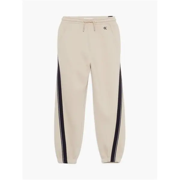 Calvin Klein Jeans Pique InterLock Tape Jogger Juniors Closed Hem Fleece Jogging Bottoms 8Y Beige 48140204175