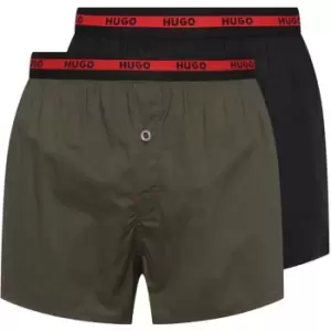 Hugo 2 Pack Woven Boxers - Green