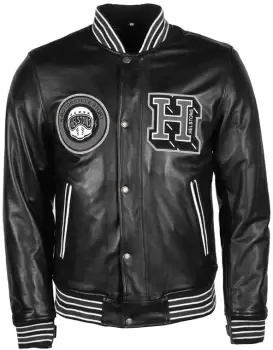 Helstons College Motorcycle Leather Jacket, black, Size S, black, Size S