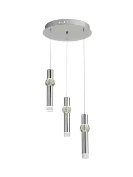 3 Light Round Ceiling Cluster Pendant, 3 x 5W LED, 3000K, 268lm, Polished Chrome