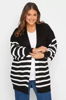 Stripe Knit Balloon Sleeve Cardigan