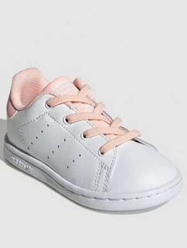 adidas Originals Stan Smith Infant Trainers - White/Pink, Size 5