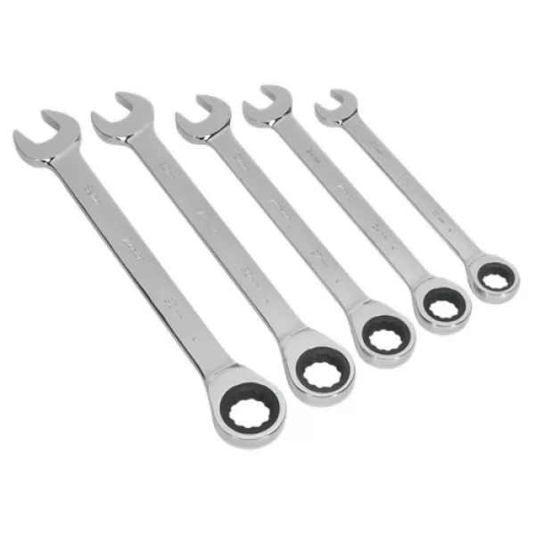 Genuine SEALEY S0985 Combination Ratchet Spanner Set 5pc Metric