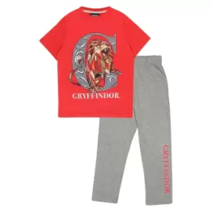 Harry Potter Boys Gryffindor Pyjama Set (7-8 Years) (Red/Heather Grey)