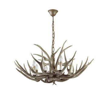 Chalet 8 Light Pendant Chandelier Light Brown, E14