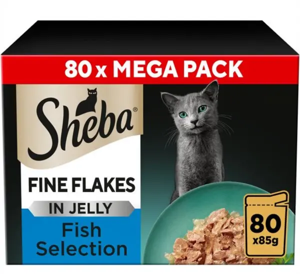 Sheba Fine Flakes Fish Cat Food 80 x 85g