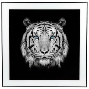 Large Monochrome Tiger Print with Black Frame