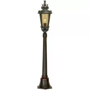 Loops - Outdoor IP44 1 Bulb Short Mini Lamp Post Pillar Weathered Bronze LED E27 100W