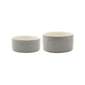 Scruffs Set of 2 Large Grey Food and Drink Dog Bowls Grey