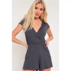 I Saw It First Wrap Front Playsuit - Grey