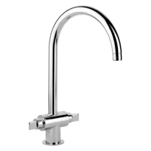 Rangemaster Chrome Twin Lever Monoglide Kitchen Tap