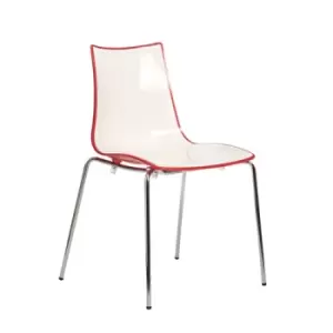 Gecko shell dining stacking chair with chrome legs - red