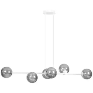 Emibig Rossi White Globe Pendant Ceiling Light with Graphite Glass Shades, 6x E14