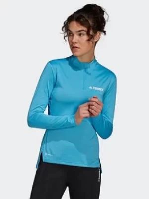 adidas Terrex Multi Half-zip Tee, Blue, Size L, Women