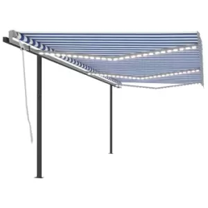 Vidaxl Manual Retractable Awning With LED 6X3 M Blue And White