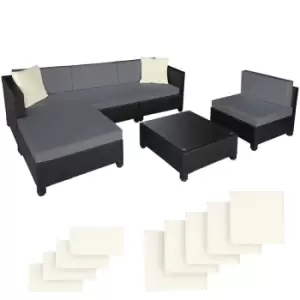 Tectake Rattan Corner Sofa Set With Aluminium Frame - Black/Grey