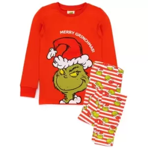 The Grinch Childrens/Kids Fitted Christmas Pyjama Set (3-4 Years) (Red/Green/White)