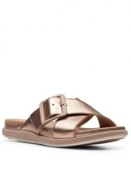 Clarks Step June Shell Flat Sandal - Rose Gold