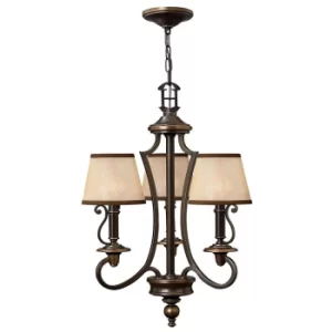 Plymouth Multi Arm Chandelier 3 Light Olde Bronze Finish, E14