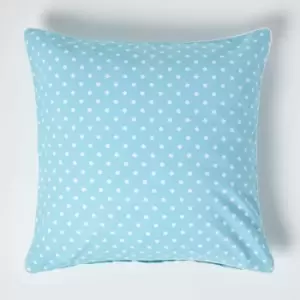 Cotton Blue Polka Dots Cushion Cover, 60 x 60cm - Blue - Homescapes