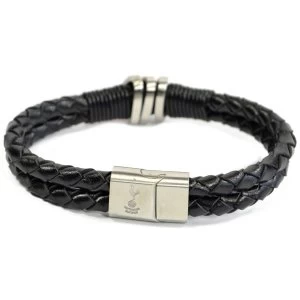 Spurs Leather Double Plait Stainless Steel Boxed Bracelet