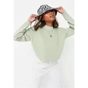 Missguided Petite Funnel Neck Cropped Jumper - Green