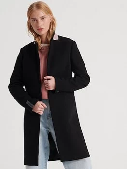 Superdry Ariana Wool Coat - Black, Size 10, Women