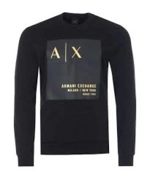 Armani Exchange Gold Patch Logo Sweatshirt Black Size L Men