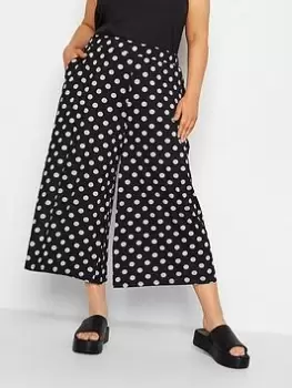 Yours Dot Midaxi Culotte, Black, Size 22-24, Women