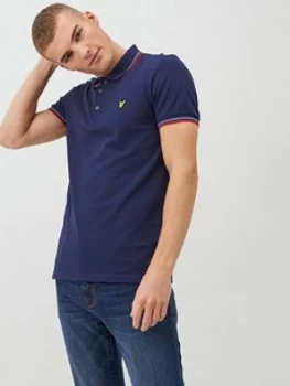 Lyle & Scott Seasonal Tipped Polo Shirt - Navy/Red, Size L, Men