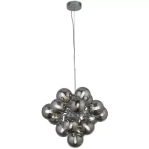 Searchlight Berry 17 Light Pendant, Chrome, Smoked Glass