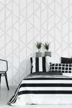 Superfresco Easy Geo Panel White Geometric Wallpaper